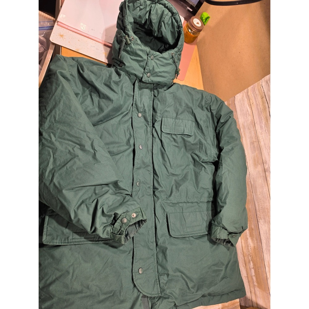 Northwest Territory Mens XL Green Down Feather Insulated Hooded Parka Jacket
